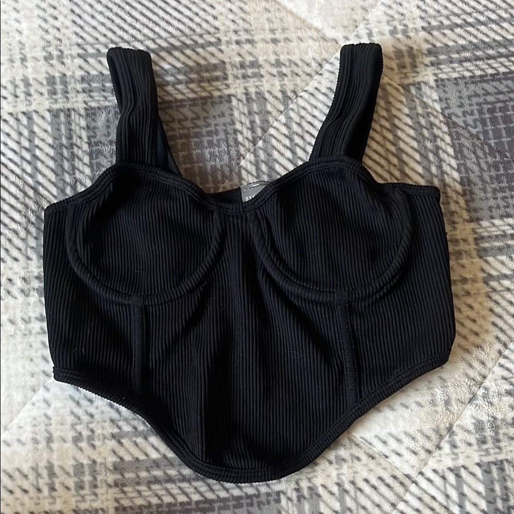Dynamic Black Ribbed Bustier